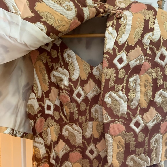 Vintage 60s ankle length formal dress with capelet - Picture 2 of 6